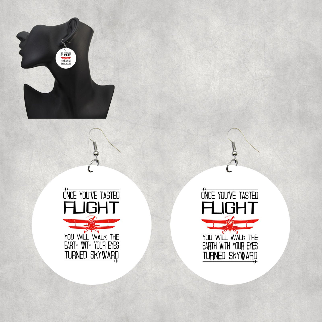 Once You've Tasted Flight Designed Wooden Drop Earrings