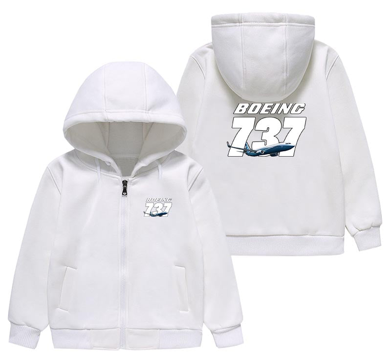 Super Boeing 737+Text Designed "CHILDREN" Zipped Hoodies
