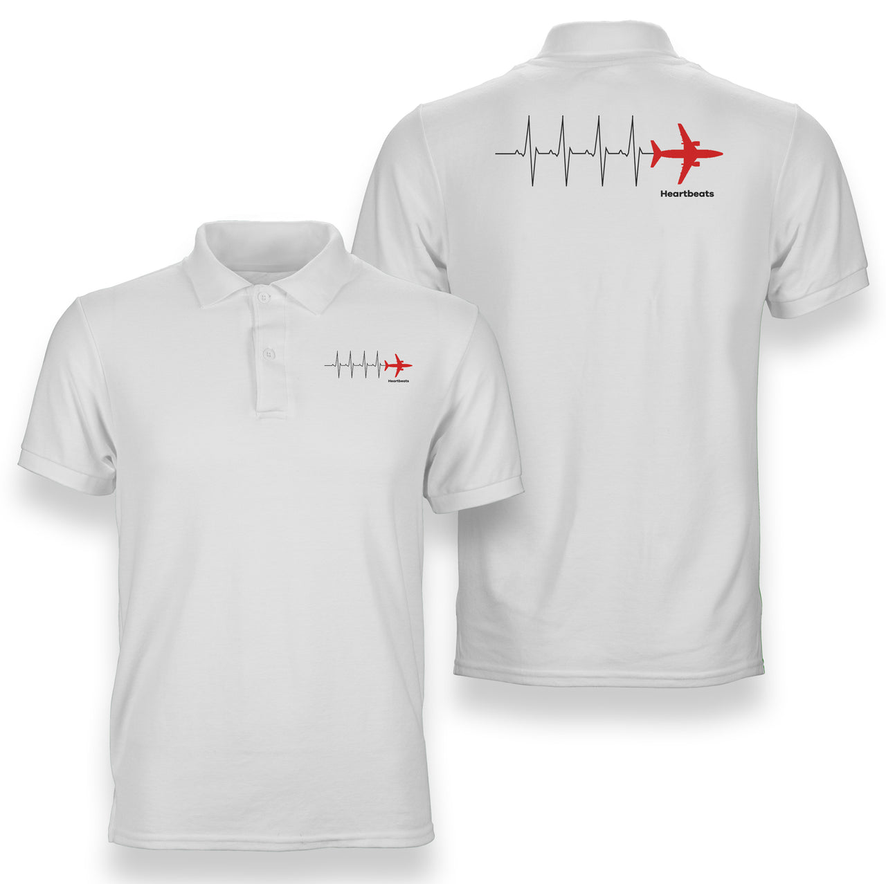 Aviation Heartbeats Designed Double Side Polo T-Shirts