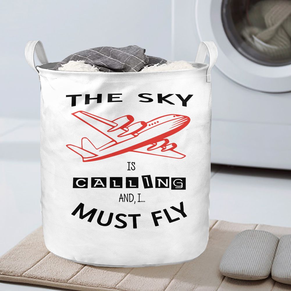 The Sky is Calling and I Must Fly Designed Laundry Baskets