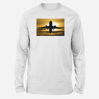 Thumbnail for Departing Passanger Jet During Sunset Designed Long-Sleeve T-Shirts