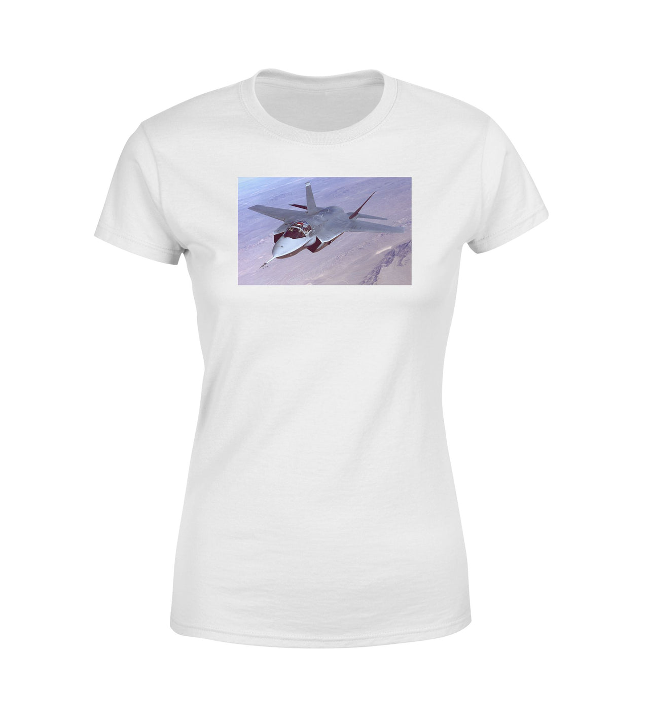 Fighting Falcon F35 Captured in the Air Designed Women T-Shirts