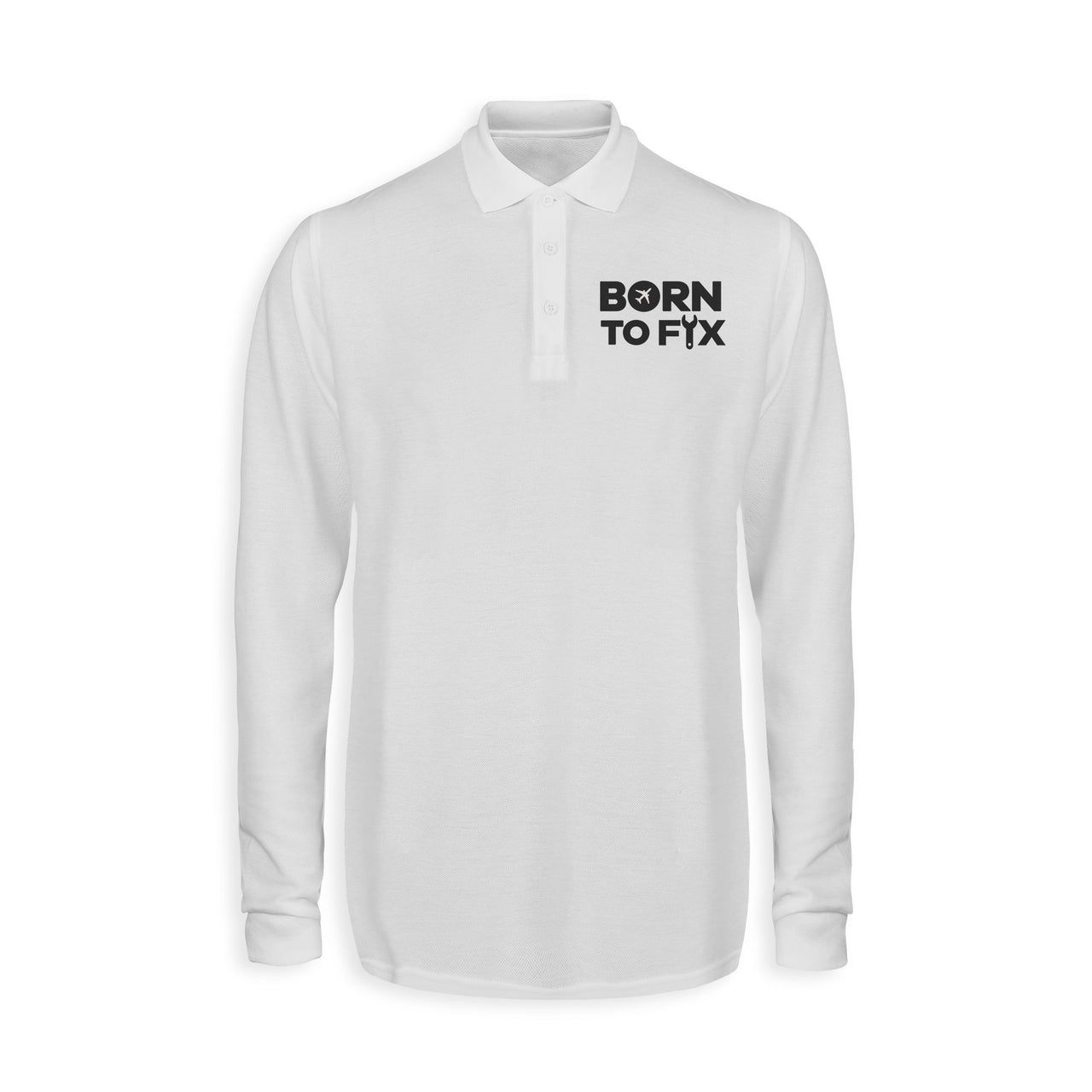 Born To Fix Airplanes Designed Long Sleeve Polo T-Shirts