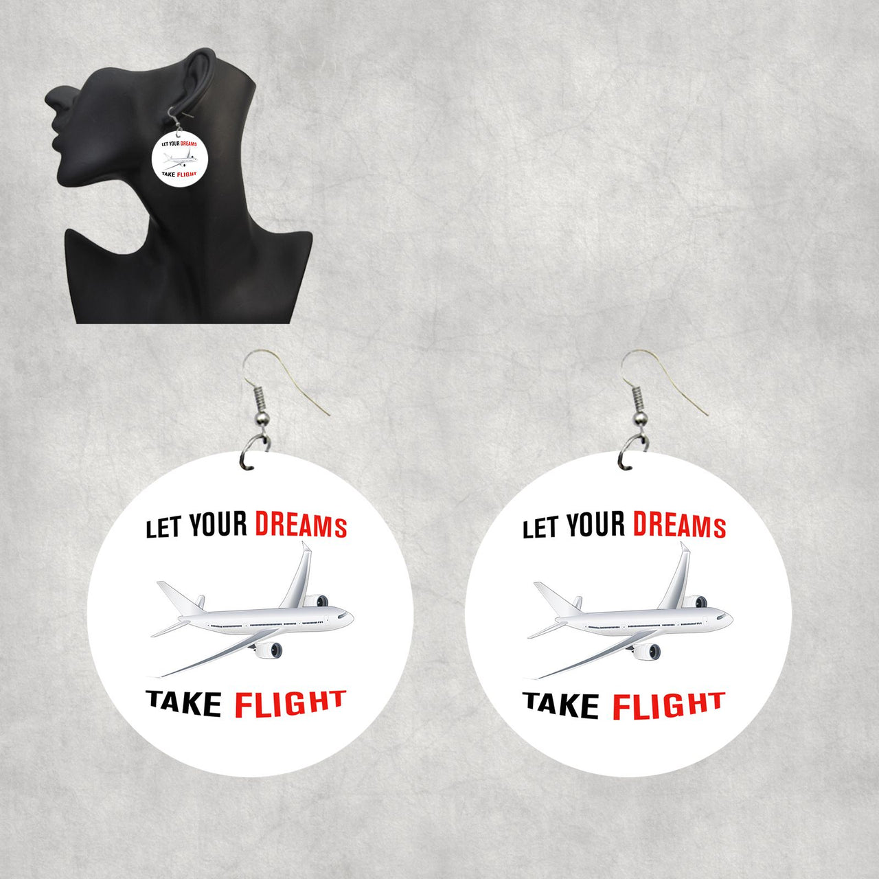 Let Your Dreams Take Flight Designed Wooden Drop Earrings