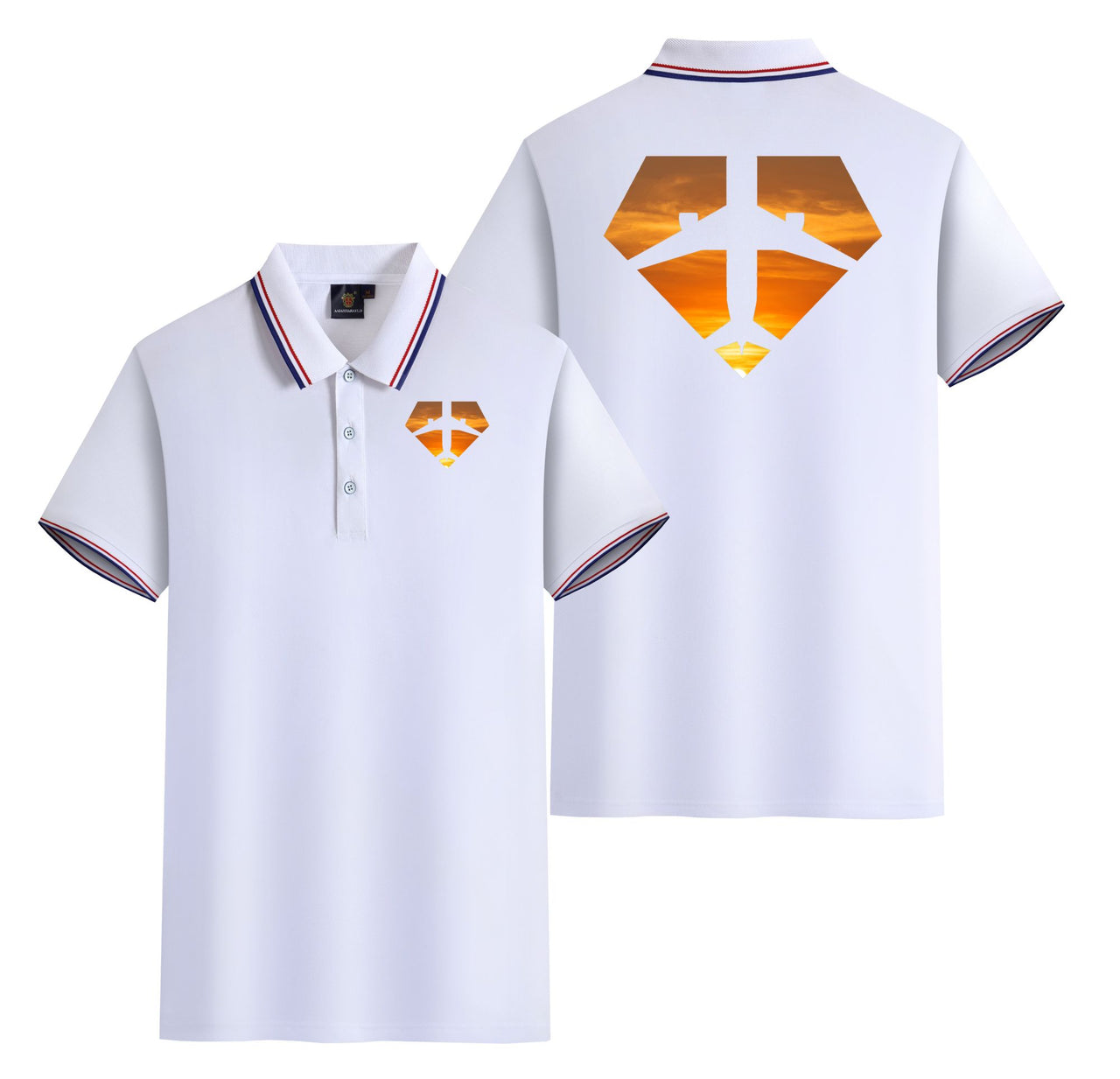 Supermen of The Skies (Sunset) Designed Stylish Polo T-Shirts (Double-Side)