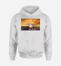 Thumbnail for Amazing Departing Aircraft Sunset & Clouds Behind Designed Hoodies