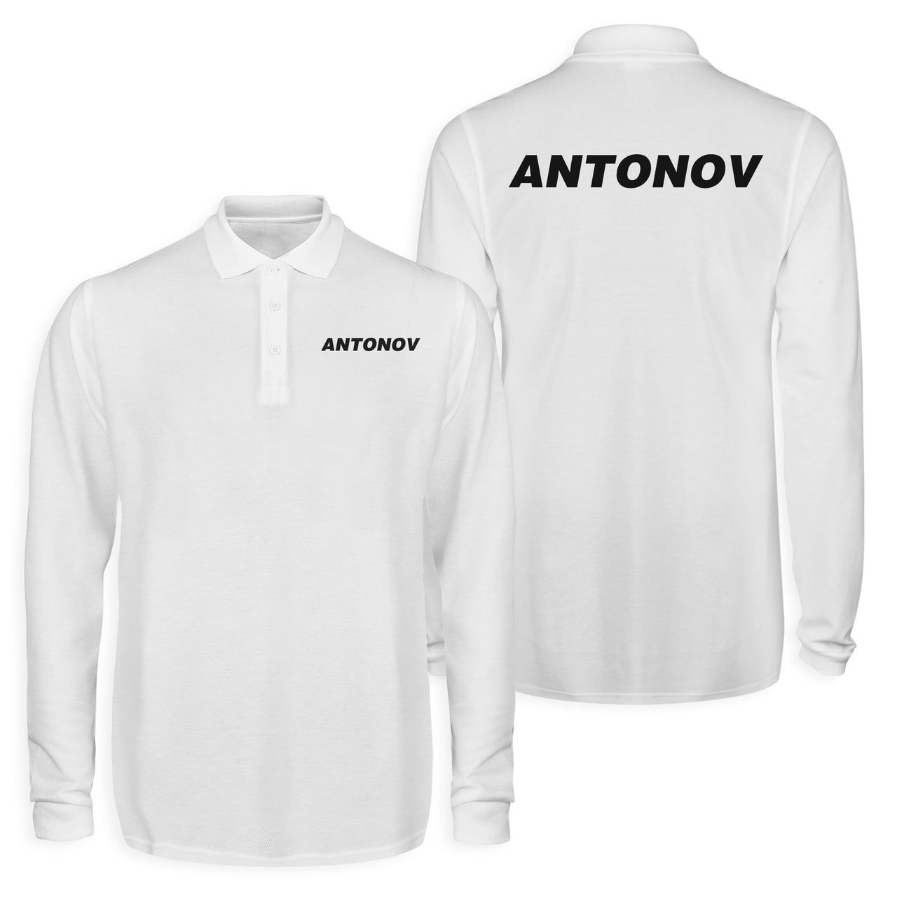 Antonov & Text Designed Long Sleeve Polo T-Shirts (Double-Side)