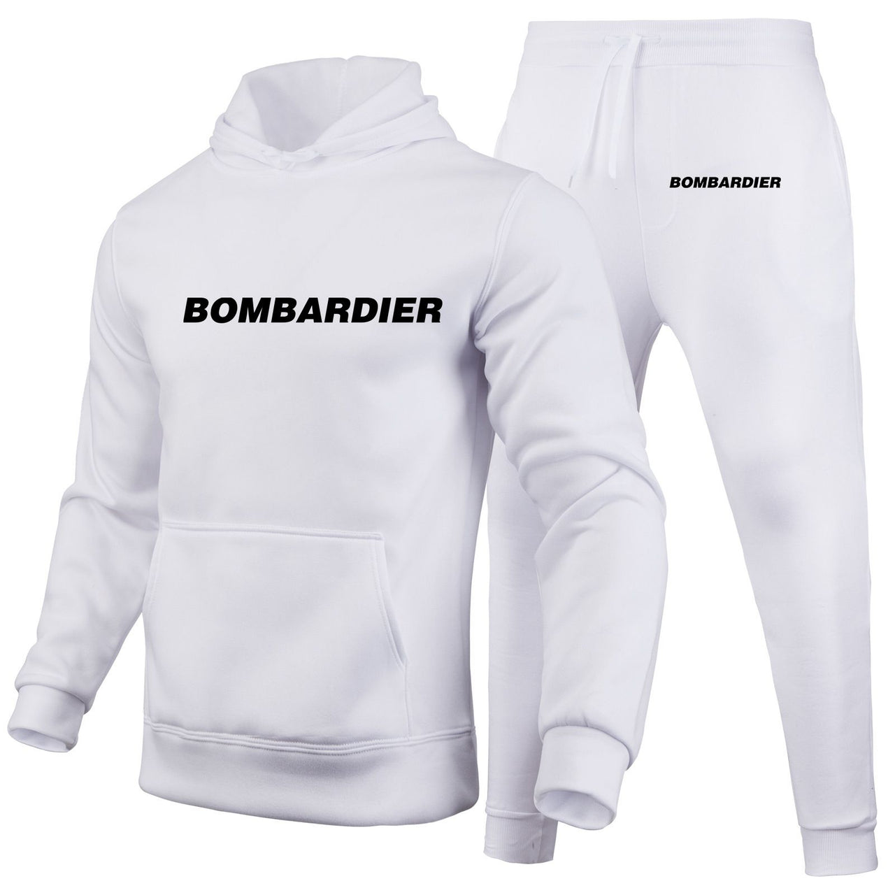 Bombardier & Text Designed Hoodies & Sweatpants Set
