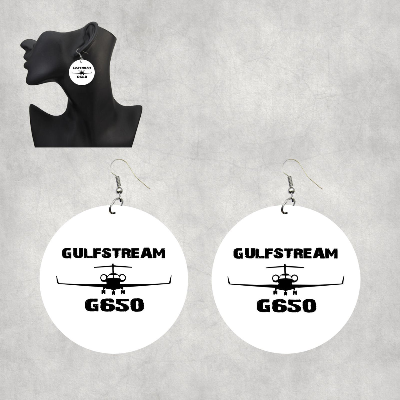 Gulfstream G650 & Plane Designed Wooden Drop Earrings