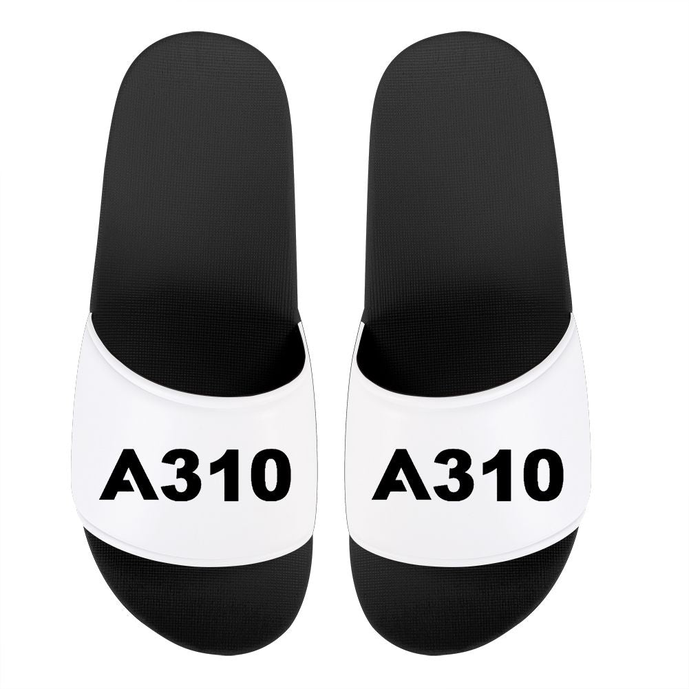 A310 Flat Text Designed Sport Slippers