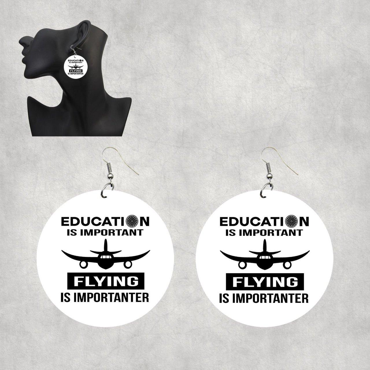 Flying is Importanter Designed Wooden Drop Earrings