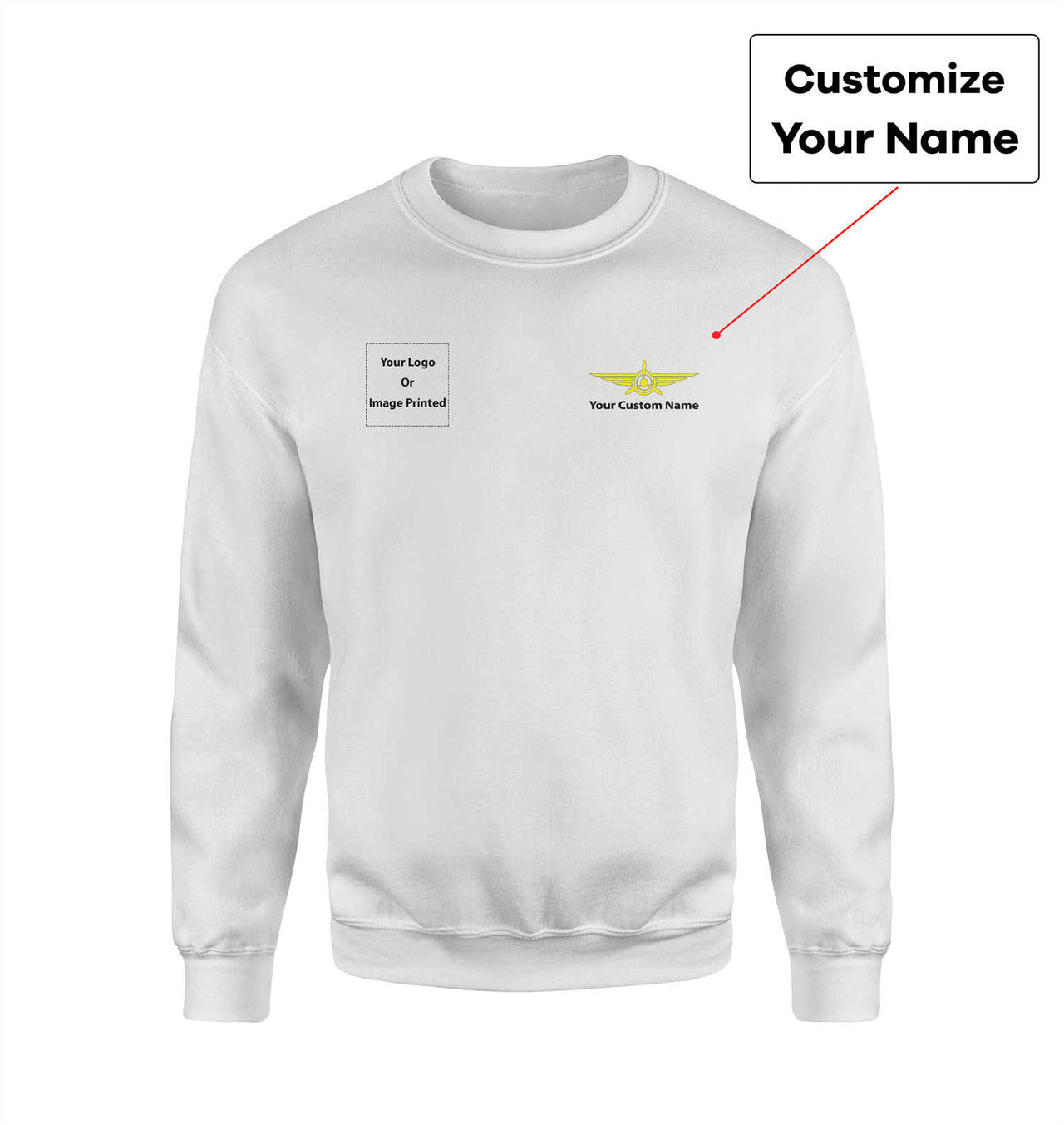Side Your Custom Logos & Name (Badge 3) Designed Sweatshirts