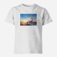 Thumbnail for Airliner Jet Cruising over Clouds Designed Children T-Shirts
