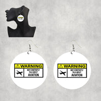 Thumbnail for Warning May Constantly Talk About Aviation Designed Wooden Drop Earrings