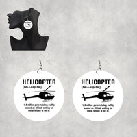 Thumbnail for Helicopter [Noun] Designed Wooden Drop Earrings