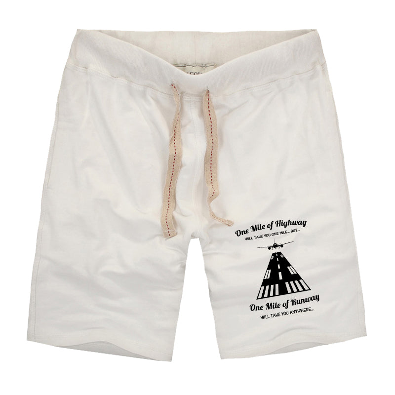 One Mile of Runway Will Take you Anywhere Designed Cotton Shorts