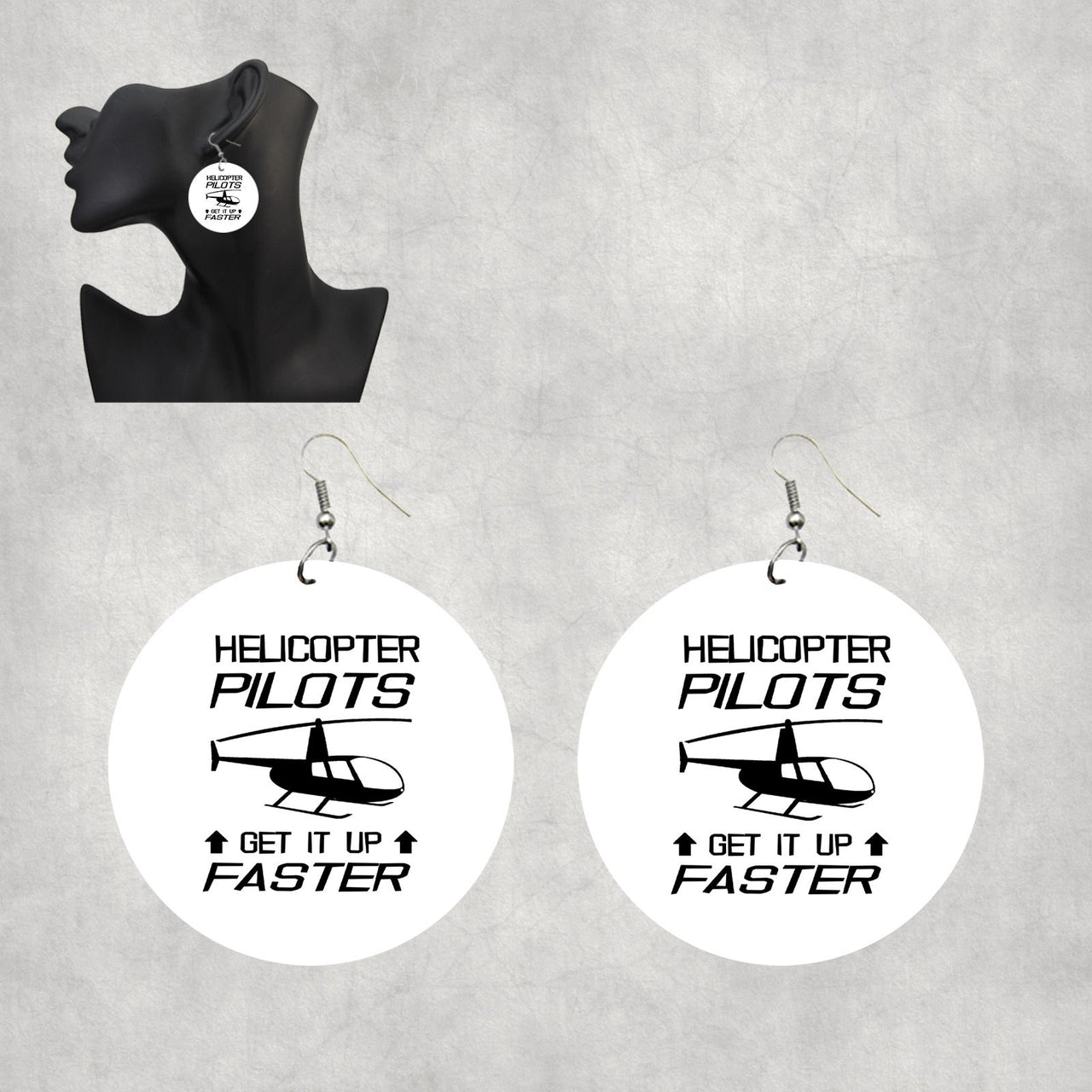 Helicopter Pilots Get It Up Faster Designed Wooden Drop Earrings