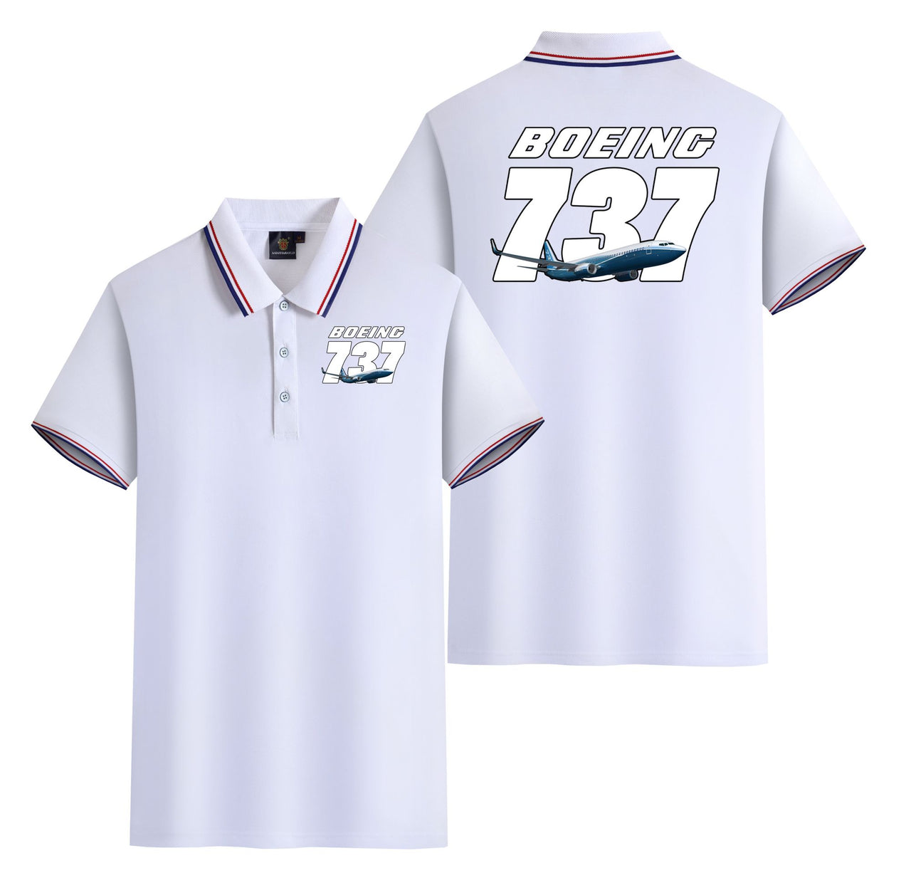 Super Boeing 737+Text Designed Stylish Polo T-Shirts (Double-Side)