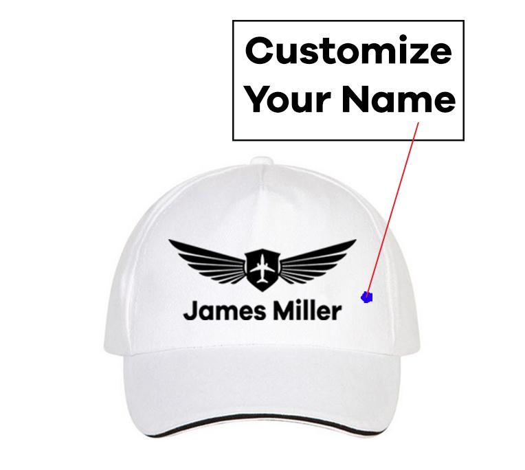 Customizable Name & Badge Designed Hats Pilot Eyes Store White 