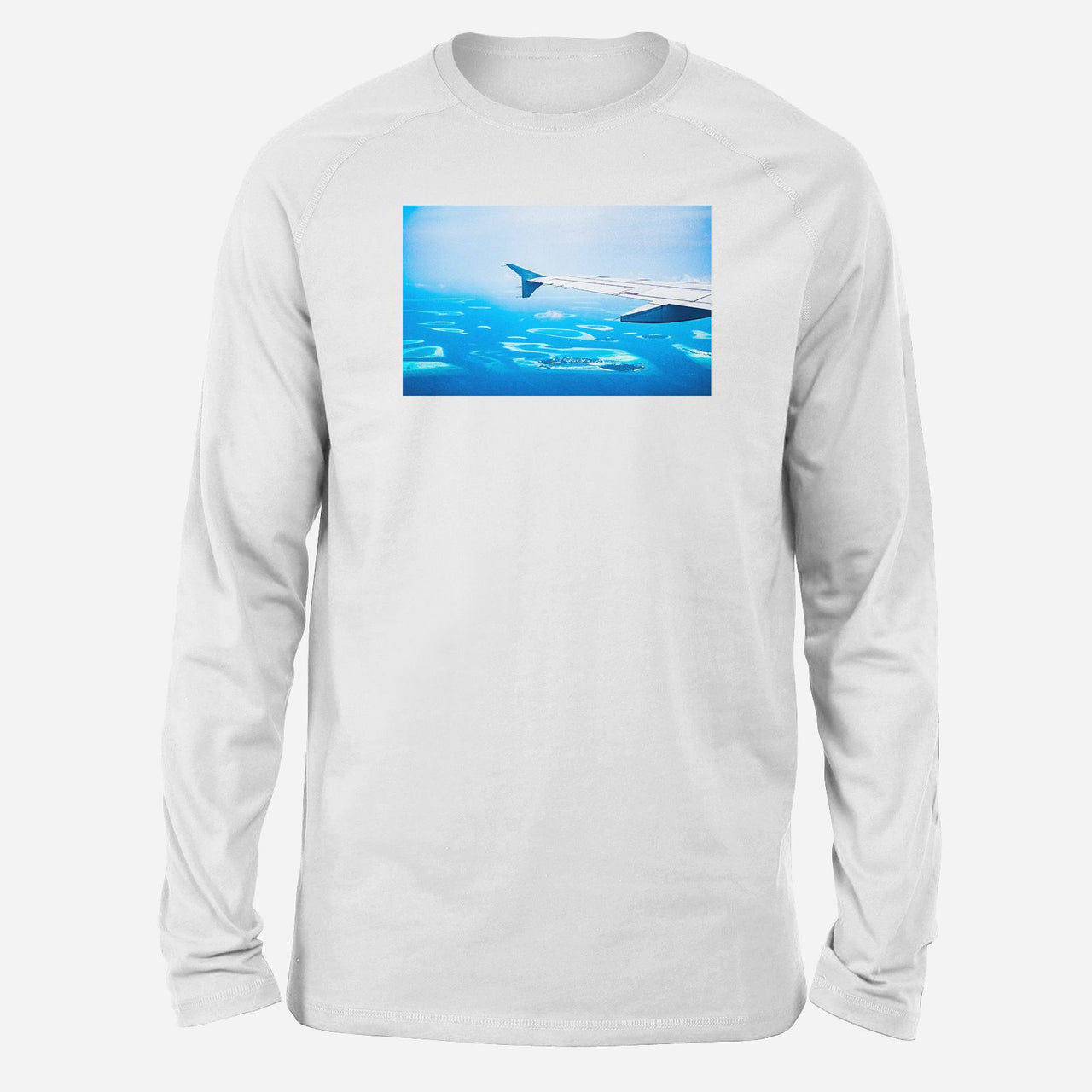 Outstanding View Through Airplane Wing Designed Long-Sleeve T-Shirts