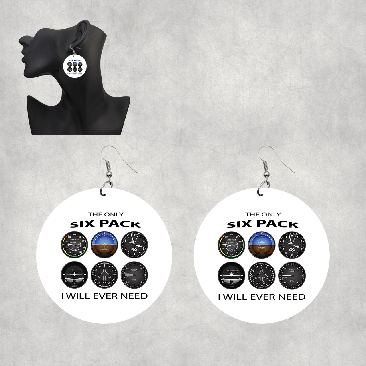 The Only Six Pack I Will Ever Need Designed Wooden Drop Earrings