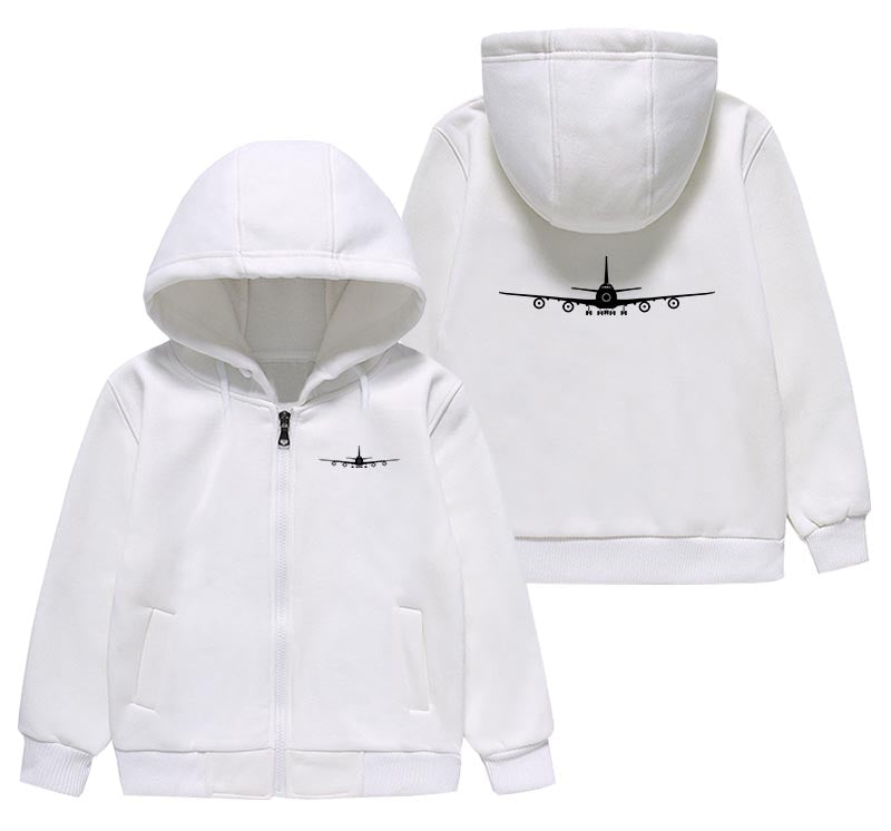 Boeing 747 Silhouette Designed "CHILDREN" Zipped Hoodies