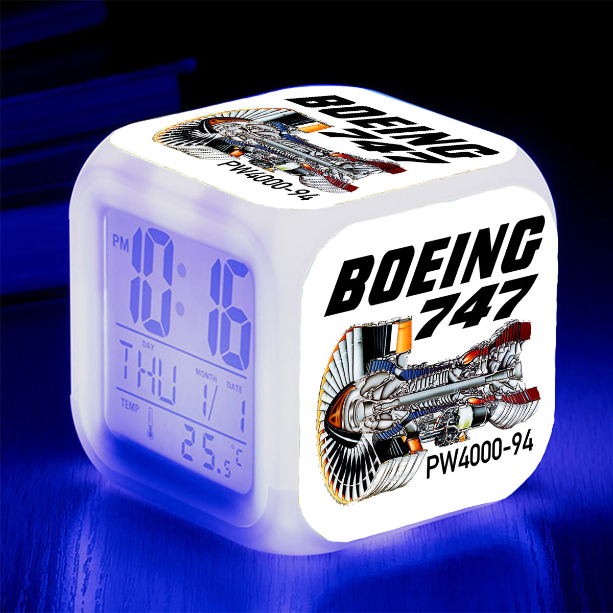 Boeing 747 & PW4000-94 Engine Designed "7 Colour" Digital Alarm Clock