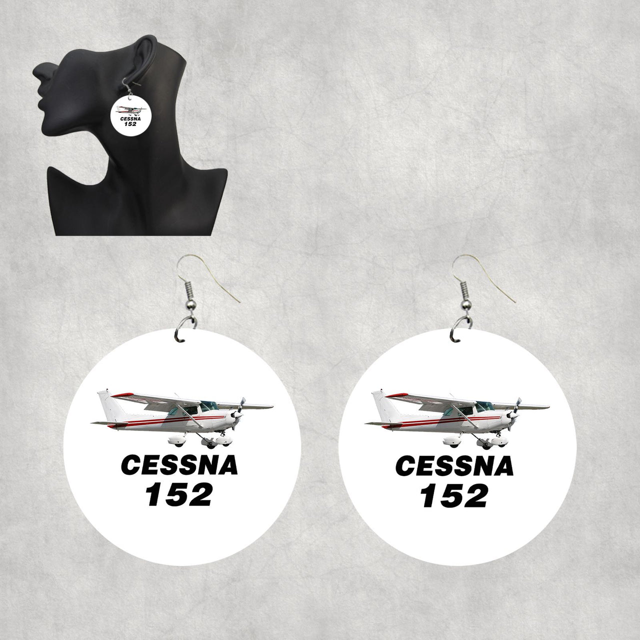 The Cessna 152 Designed Wooden Drop Earrings