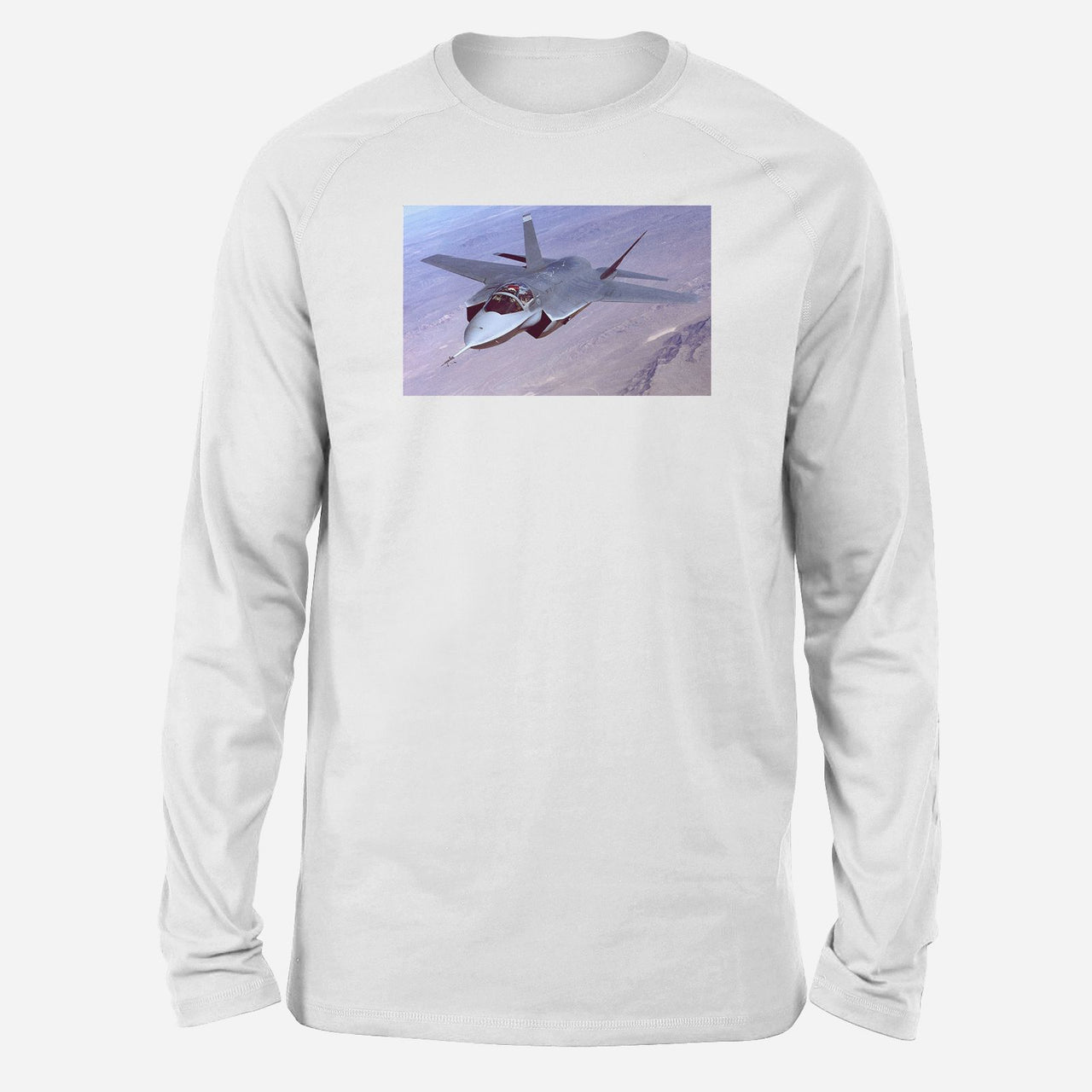 Fighter Jet 35 Captured in the Air Designed Long-Sleeve T-Shirts