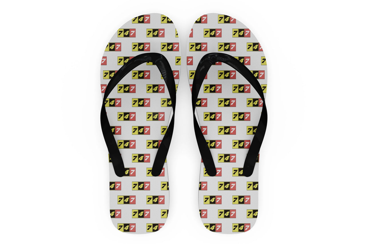 Flat Colourful 747 Designed Slippers (Flip Flops)