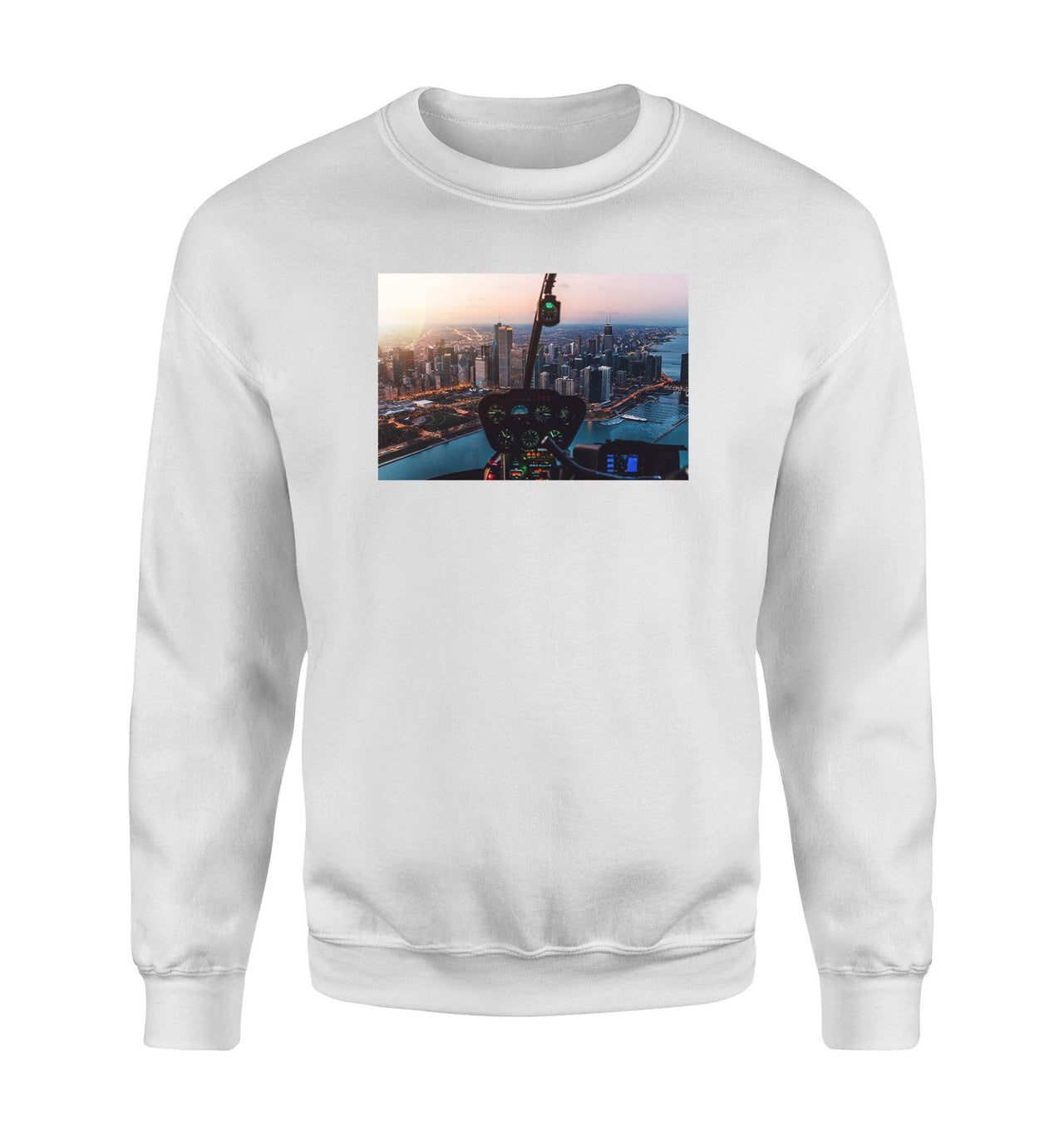Amazing City View from Helicopter Cockpit Designed Sweatshirts
