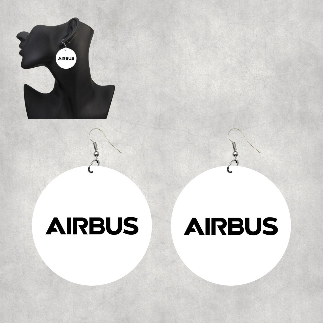 Airbus & Text Designed Wooden Drop Earrings