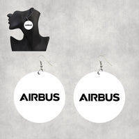 Thumbnail for Airbus & Text Designed Wooden Drop Earrings