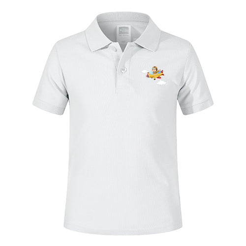 Cartoon Little Boy Operating Plane Designed Children Polo T-Shirts