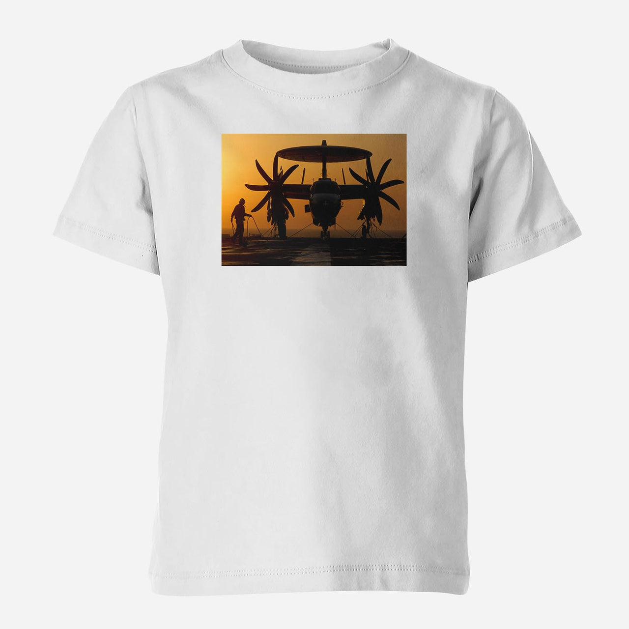 Military Plane at Sunset Designed Children T-Shirts