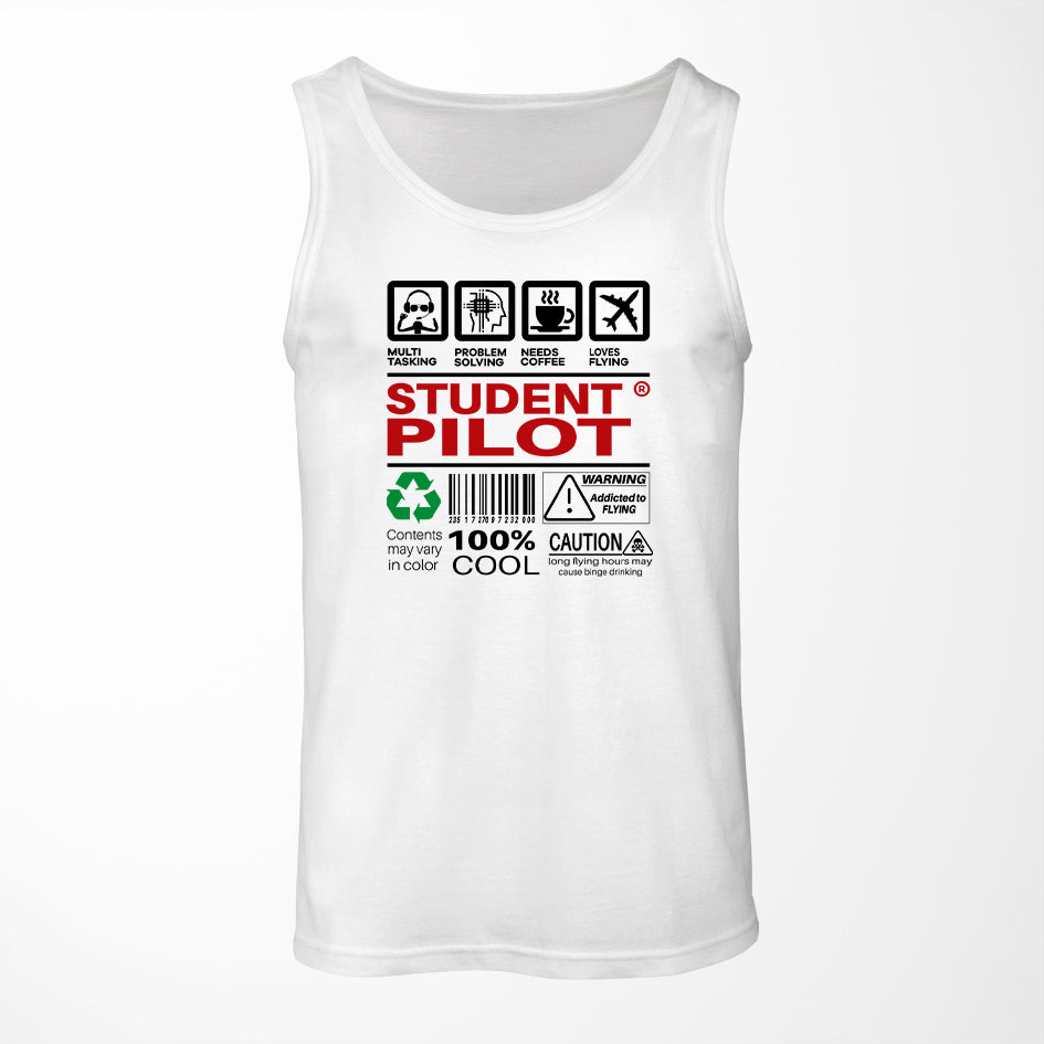 Student Pilot Label Designed Tank Tops