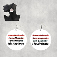 Thumbnail for I Fix Airplanes Designed Wooden Drop Earrings