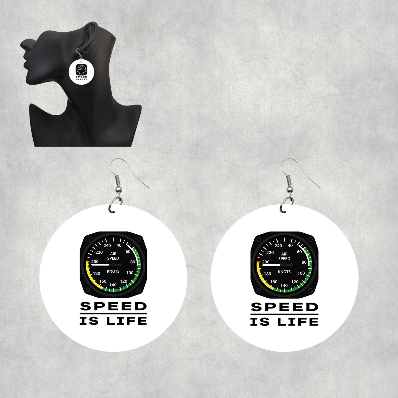 Speed Is Life Designed Wooden Drop Earrings