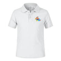 Thumbnail for Little Boy Operating an Airplane Designed Children Polo T-Shirts