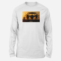Thumbnail for Military Plane at Sunset Designed Long-Sleeve T-Shirts