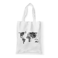 Thumbnail for World Map (Text) Designed Tote Bags