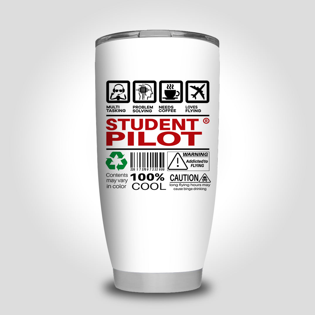 Student Pilot Label Designed Tumbler Travel Mugs