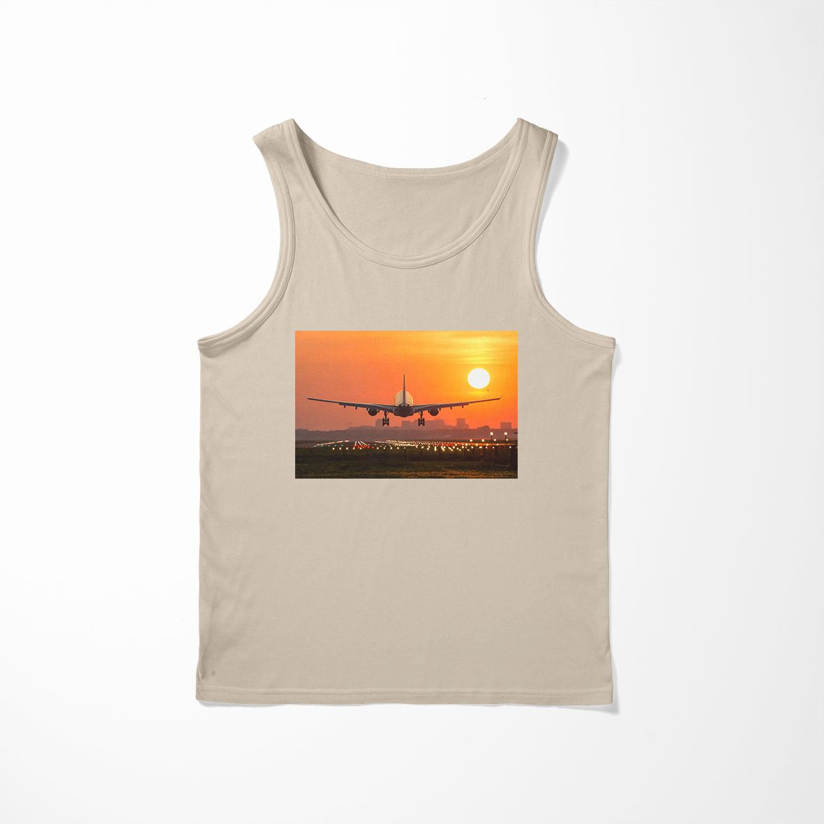 Amazing Airbus A330 Landing at Sunset Designed Tank Tops