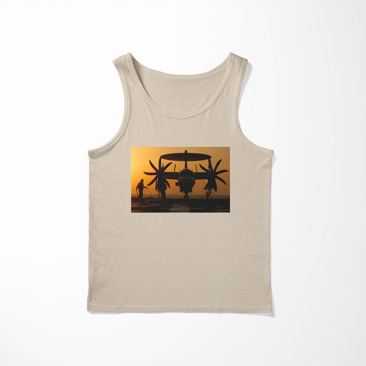 Military Plane at Sunset Designed Tank Tops