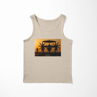 Thumbnail for Military Plane at Sunset Designed Tank Tops