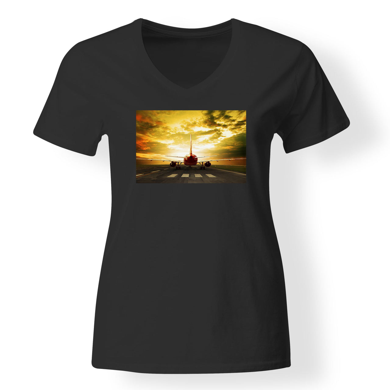 Ready for Departure Passanger Jet Designed V-Neck T-Shirts