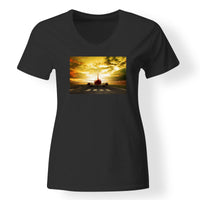 Thumbnail for Ready for Departure Passanger Jet Designed V-Neck T-Shirts