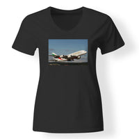 Thumbnail for Departing Emirates A380 Designed V-Neck T-Shirts