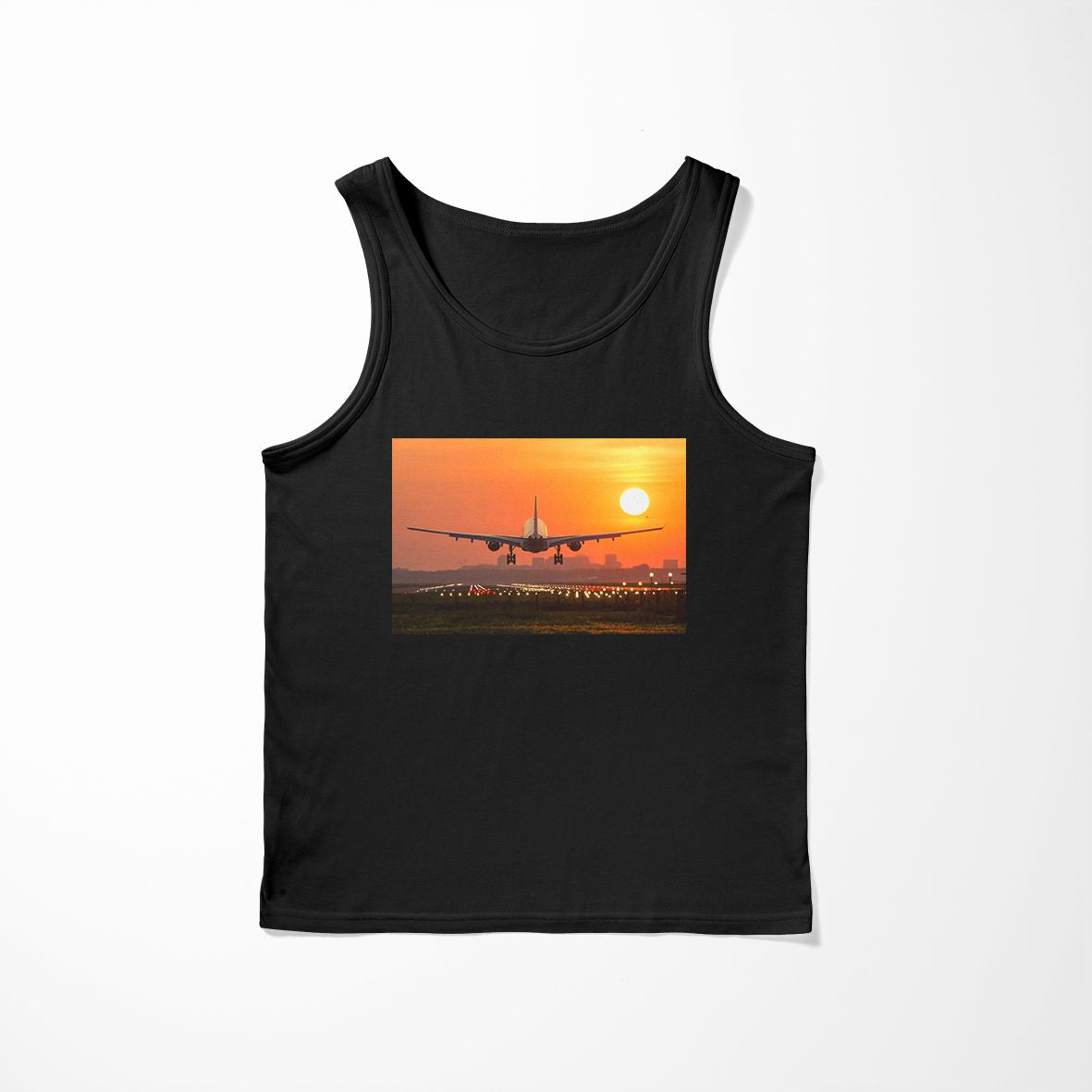 Amazing Airbus A330 Landing at Sunset Designed Tank Tops