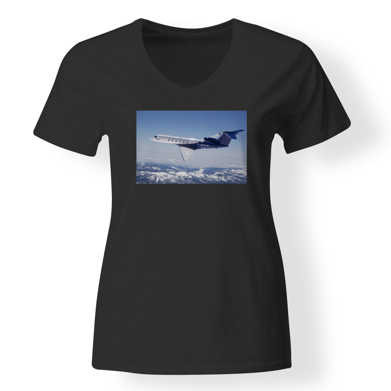 Cruising Gulfstream Jet Designed V-Neck T-Shirts